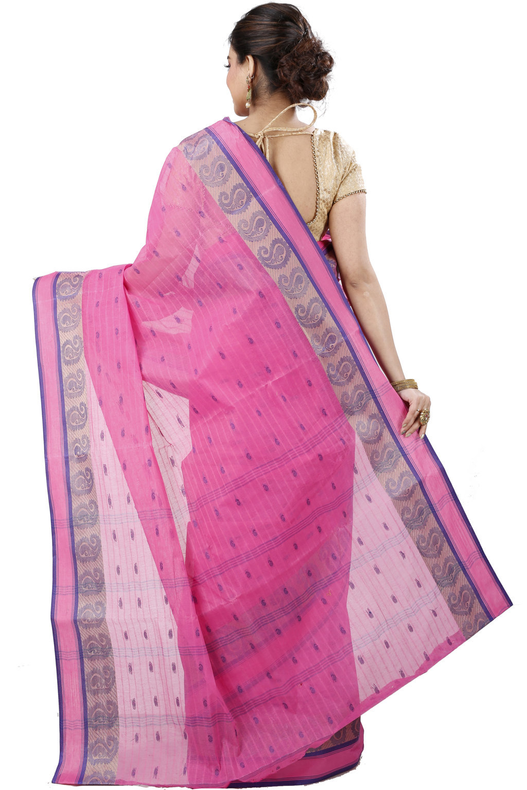 Pink Pure Cotton Kolka_Guti Tant Saree (5133)